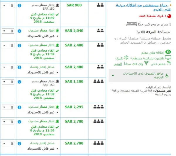 بالأسعار.. أغلى وأفخم الغرف الفندقية خلال موسم الحج