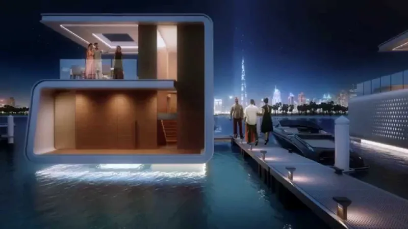 أول منزل عائم من الداخل في دبي (فيديو)