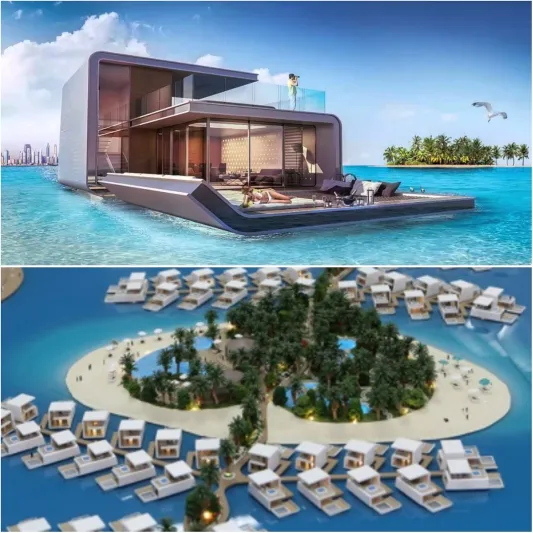 أول منزل عائم من الداخل في دبي (فيديو)