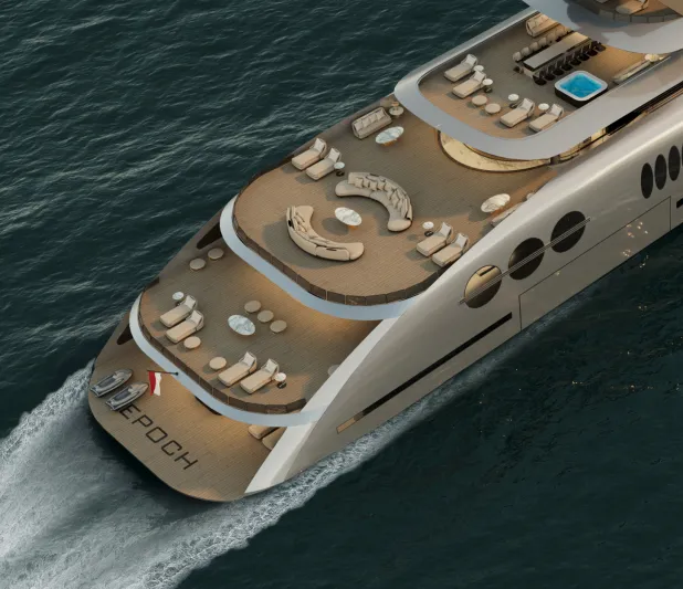 إيبوك.. يخت فاخر وتصميم مبتكر على شكل قوس (فيديو)