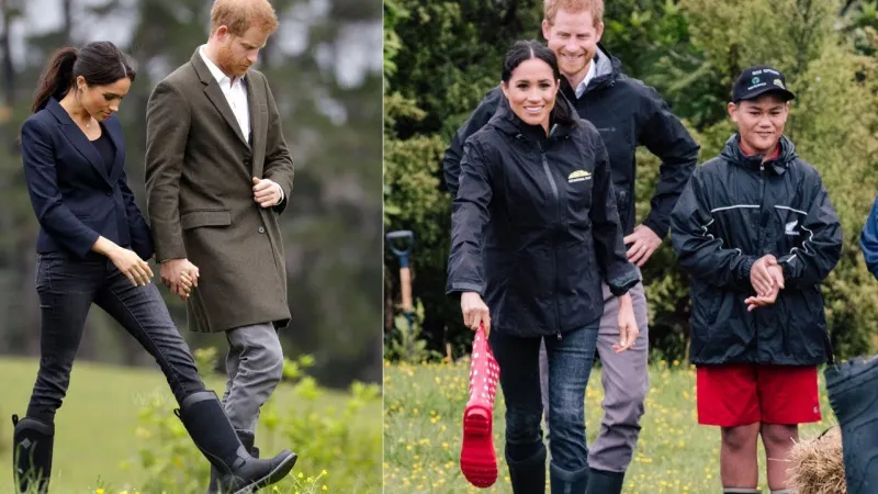 ميغان وهاري يتنافسان في رمي الأحذية (فيديو)