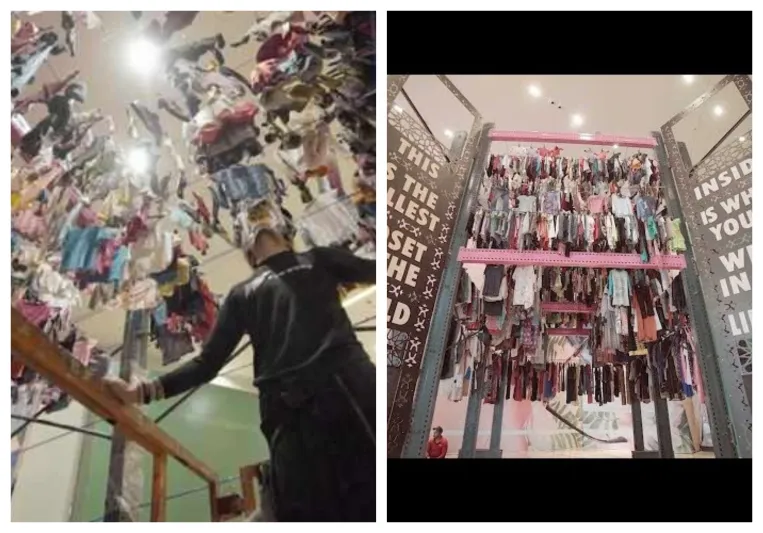 شاهد | في القاهرة.. أطول خزانة ملابس في العالم من أجل اللاجئين