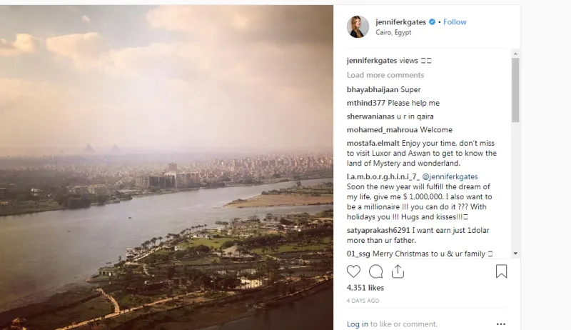 ابنة بيل غيتس في شوارع القاهرة مع حبيبها المصري (صور)