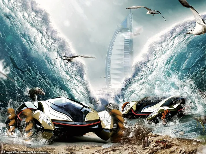 للأغنياء فقط.. "Amphi-X" نموذج سيارة خارقة تتيح لمالكيها السفر عبر المياه (صور)