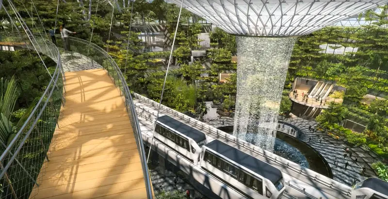 غابة ضخمة وشلال داخلي.. أغرب مطار بالعالم في سنغافورة (صور)