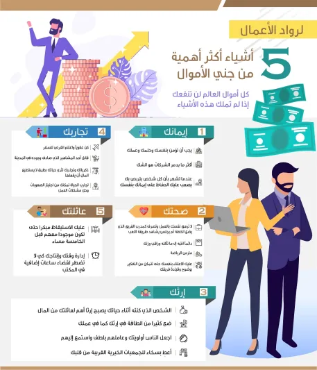 لرواد الأعمال.. 5 أشياء أكثر أهمية من جني الأموال (إنفوجراف)