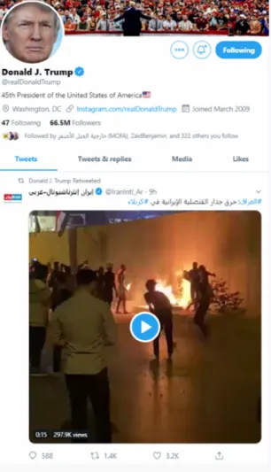 الرئيس الأمريكي يعيد نشر تغريدة بالعربية.. ما السبب؟ «فيديو»