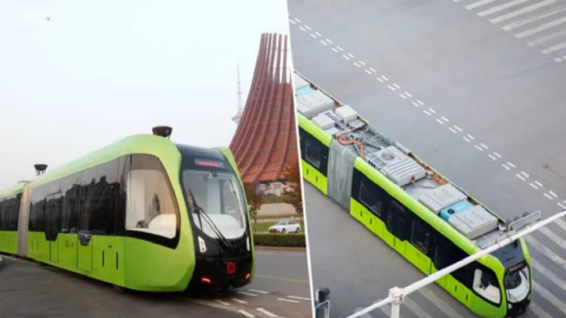 أول قطار ذكي في العالم يتحرك على مسارات افتراضية «فيديو»