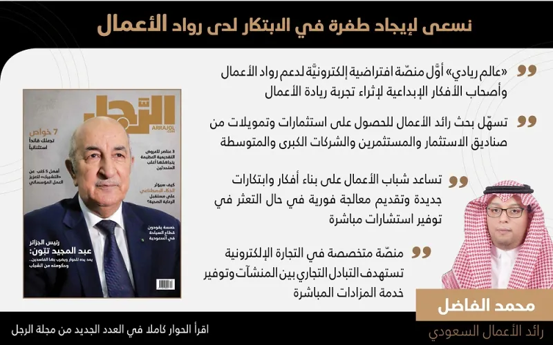 رائد الأعمال محمد الفاضل..صاحب أول منصّة افتراضية عالمية لدعم رواد الأعمال بالمملكة