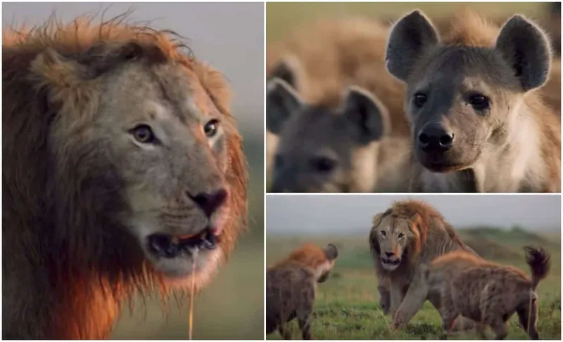 هيبة الأسود..روع قطيع من الضباع الجائعة بحركة واحدة (فيديو)