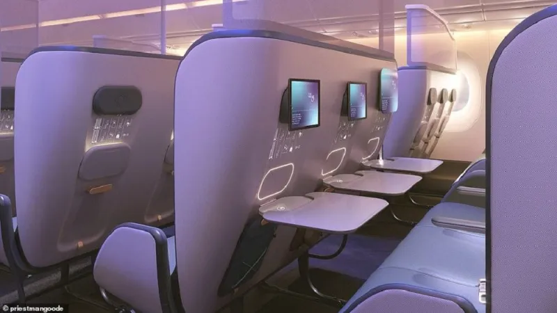 نموذج لمقاعد درجة رجال الأعمال بالطائرات يتناسب مع أزمة كورونا