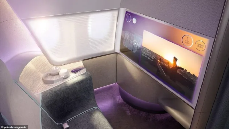 نموذج لمقاعد درجة رجال الأعمال بالطائرات يتناسب مع أزمة كورونا