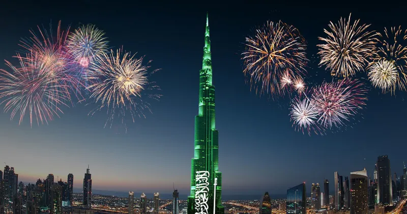 شاهد كيف احتفل برج خليفة باليوم الوطني للمملكة