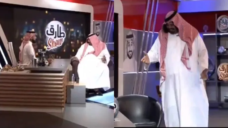 الكرسي مرة صغير..موقف طريف لأحد مشاهير التواصل على الهواء مباشرة (فيديو)