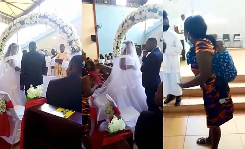 شاهد| لحظة اقتحام زوجة غاضبة لحفل زفاف زوجها من أخرى 