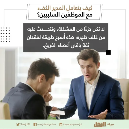 إنفوجراف| كيف يتعامل المدير الكفء مع الموظفين السلبيين؟
