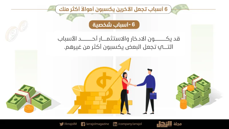 إنفوجراف| 6 أسباب تجعل الآخرين يكسبون أموالاً أكثر منك
