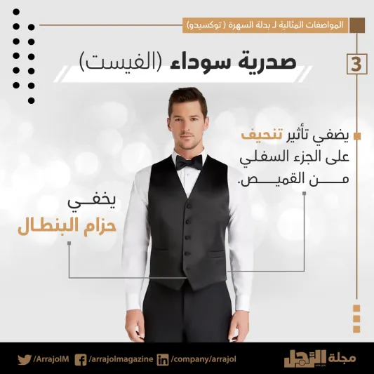 إنفوجراف| المواصفات المثالية لـ بدلة السهرة "توكسيدو"