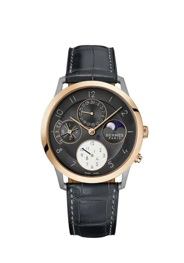 Slim d’Hermès Quantième ساعة من عرق اللّؤلؤ وحجر الأفنتورين