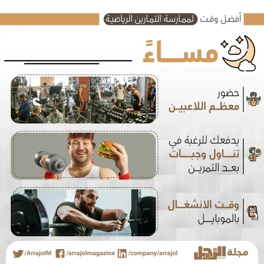 إنفوجراف| أفضل وقت لممارسة التمارين الرياضية