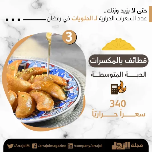 تعرف على عدد السعرات الحرارية للحلويات الرمضانية