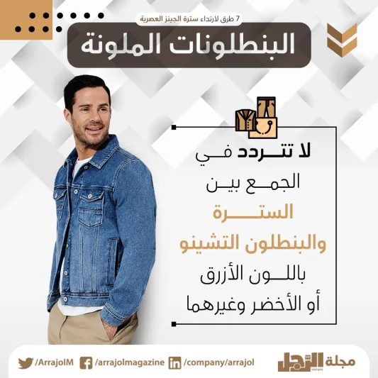 إنفوجراف|7 طرق لارتداء سترة الجينز العصرية إنفوجراف|7 طرق لارتداء سترة الجينز العصرية