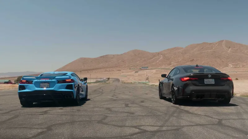 منافسة شرسة بين بي إم دبليو وشيفروليه كورفيت.. من يفوز؟ (فيديو)