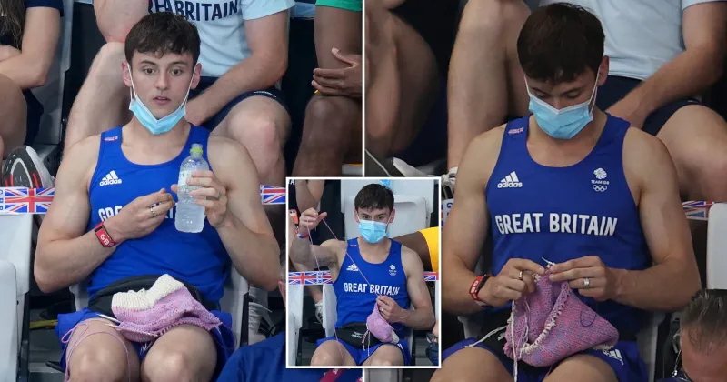 سباح أولمبي يخطف الكاميرات بحياكته للصوف وسط أصعب منافسات طوكيو 2020! (فيديو)