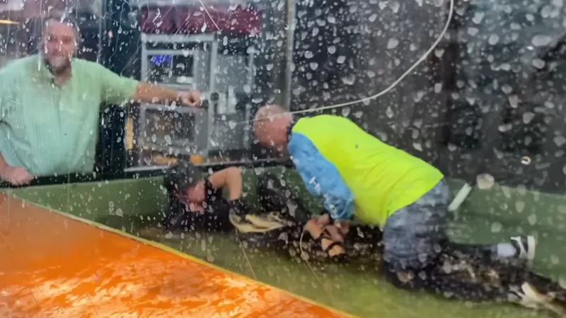 سائح يخرج سيدة من فكي تمساح وينقذها من موت محقق! (فيديو)