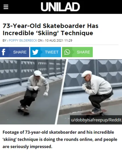 شاهد| مُسن روسي يتزلج بمهارة واحترافية عالية وينافس الشباب 