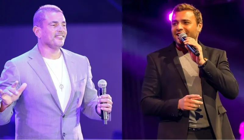  عمرو دياب يغني مع رامي صبري هذه الأغنية (فيديو)