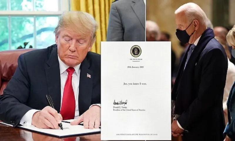 تفاصيل صادمة.. الكشف عن رسالة ترامب السرية لبايدن (صور)