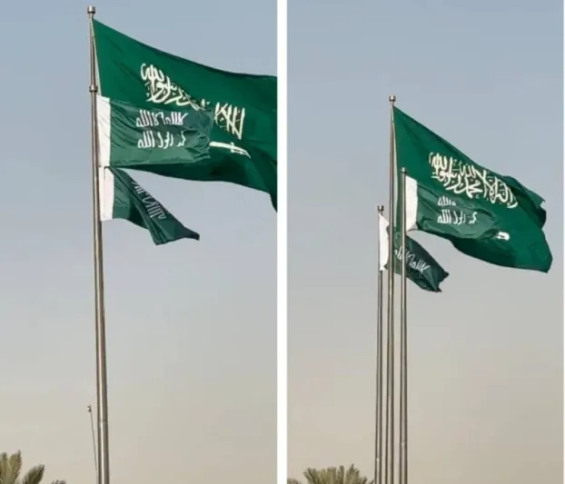 علم الدولة السعودية الأولى يرفرف في سماء الرياض (فيديو)