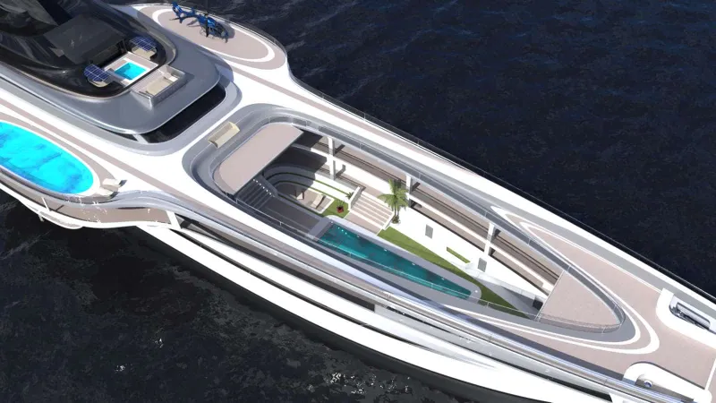 Sovrano.. أوسع يخت عملاق في العالم بسطح قابل للطي وحديقة خضراء