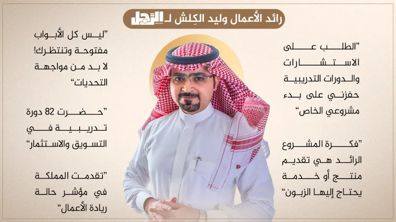 رائد الأعمال وليد الكِلش لـ «الرجل»: أهوى القراءة وركوب الخيل.. الاستقالة غيرت حياتي