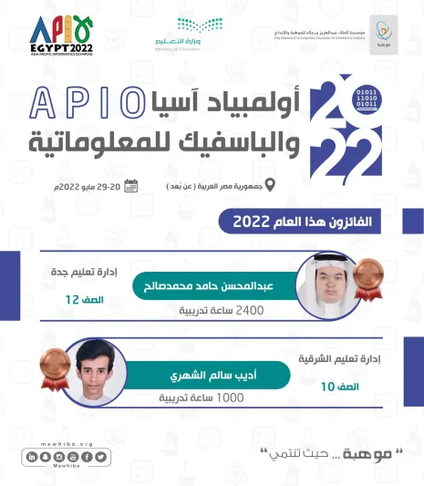 الفريق السعودي للمعلوماتية يفوز بجائزتين عالميتين في أولمبياد آسيا ‏‎والباسيفيك