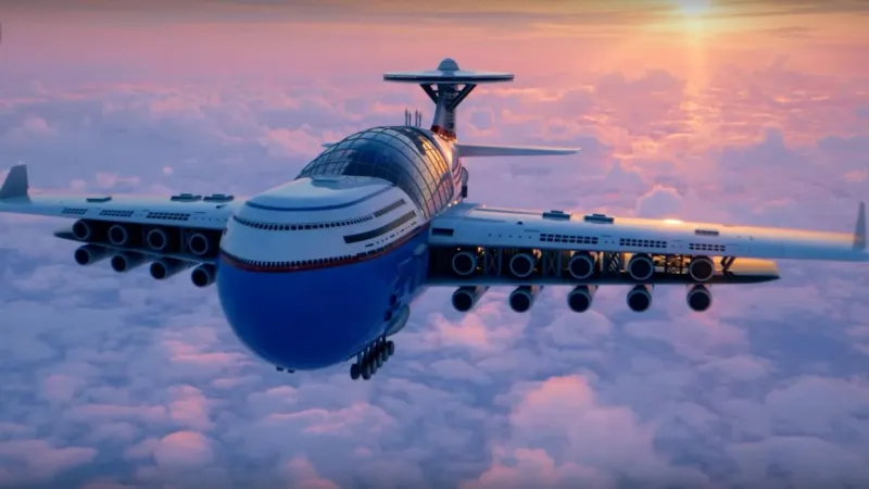 طائرة عملاقة تتسع لـ 5 آلاف راكب ويقودها الذكاء الاصطناعي (فيديو)