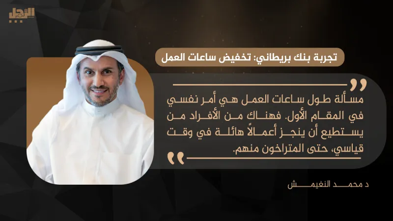 د. محمد النغيمش يكتب لـ«الرجل»: تجربة بنك بريطاني.. تخفيض ساعات العمل 