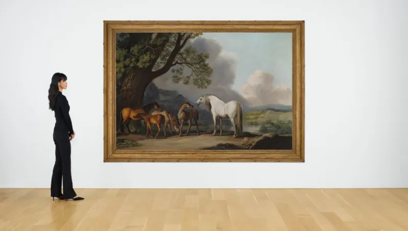 لوحة "Mares and Foals in an extensive landscape" - المصدر: christies أكبر لوحة رسمها "جورج ستابس" حول الخيول للبيع بـ10 ملايين جنيه إسترليني