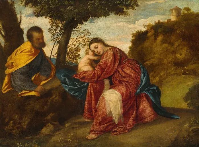 اللوحة المعروضة للبيع - المصدر: christies عرض لوحة "رحلة العائلة المقدسة" في مزاد الشهر المقبل.. والسعر مفاجأة