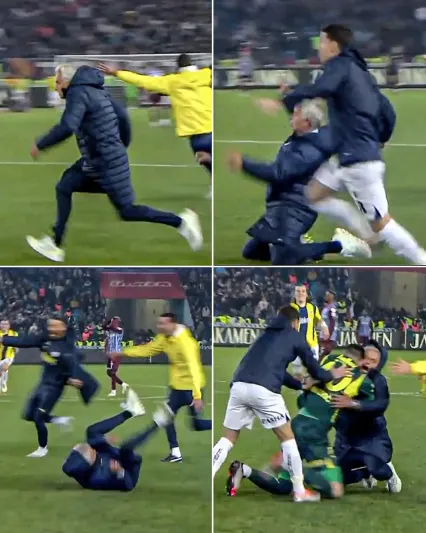 "مورينيو" يسقط خلال احتفاله الجنوني بهدف فريقه القاتل! (فيديو)