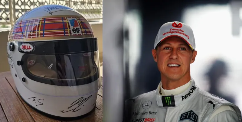 بعد 12 عامًا من الحادث.. شوماخر يوقع خوذة سباق لصالح مرضى الخرف