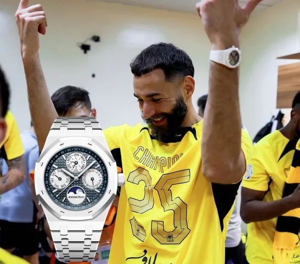 كريم بنزيما يحتفل بلقب الدوري السعودي مرتديًا ساعة نادرة تبلغ قيمتها 350 ألف دولار 