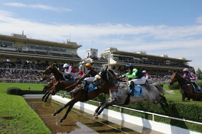 حادثة غير مسبوقة في مضمار Auteuil: فارس يتعلّق بحصانين بعد السقوط (فيديو)