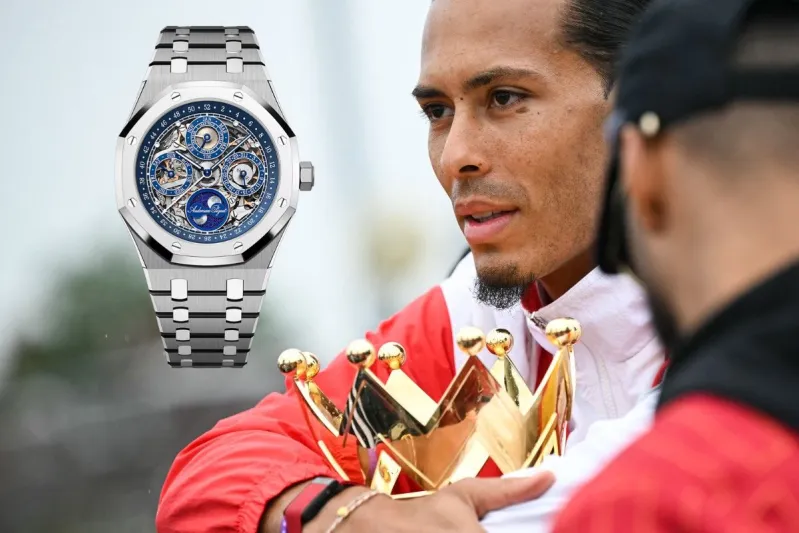 فيرجل فان دايك يحتفل بلقب الدوري مرتديًا ساعة Royal Oak Perpetual Calendar الفاخرة