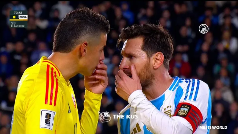 حديث قصير قلب الأجواء.. ما سرّ اللقاء بين ميسي وخاميس رودريجيز؟ (فيديو)