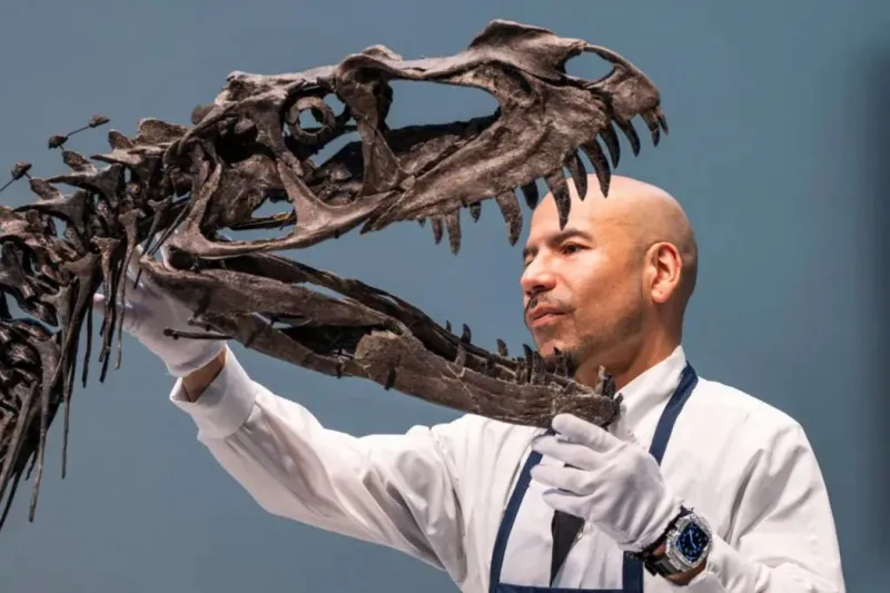 بيع هيكل ديناصور نادر بـ30.5 مليون دولار في مزاد عالمي (فيديو)