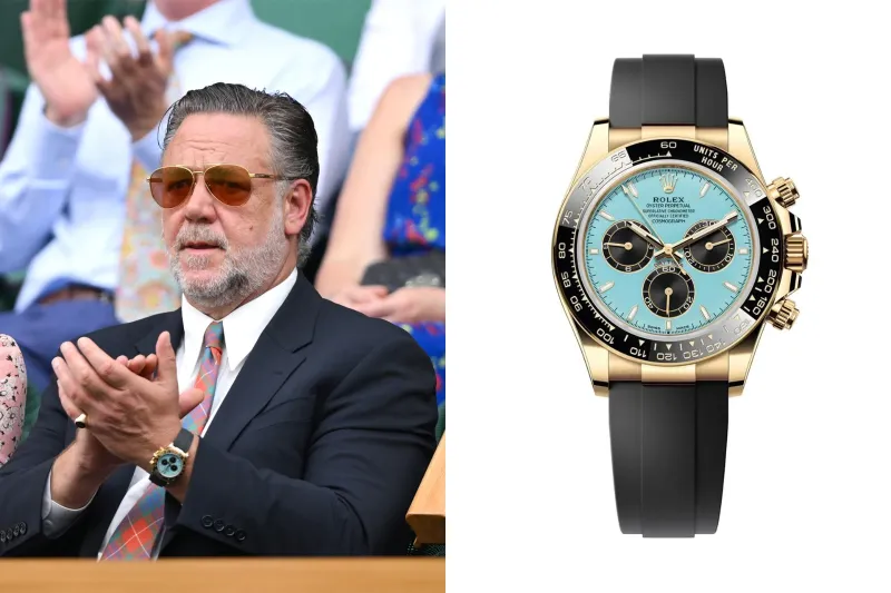 Russell Crowe يشعل ويمبلدون بأكثر ساعات رولكس رواجًا في 2025.. شاهد 