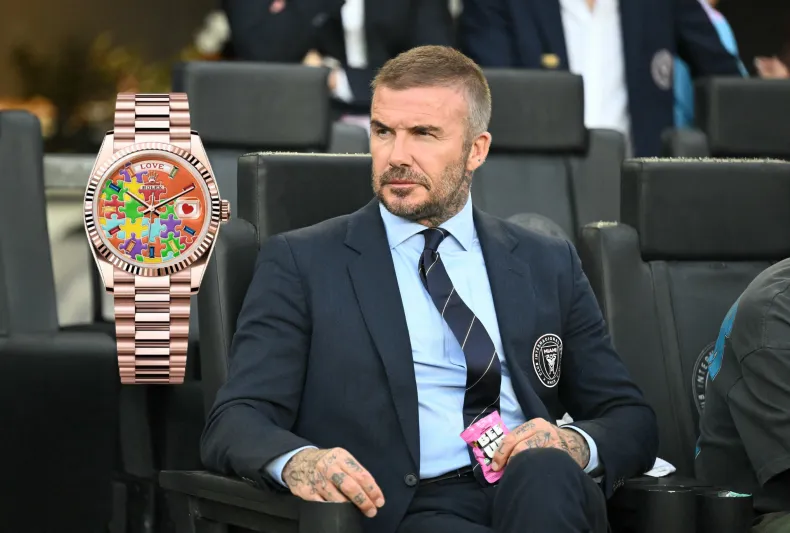 المصدر | AFP ساعة "Puzzle" النادرة من Rolex تزين معصم ديفيد بيكهام في مناسبة عائلية