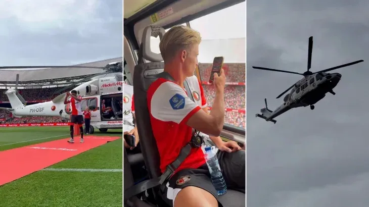 طائرة مروحية في الملعب.. نادي فينورد يبهر العالم بتقديم صفقاته الجديدة (فيديو)